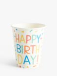 John Lewis Happy Birthday Paper Cups, Pack of 8