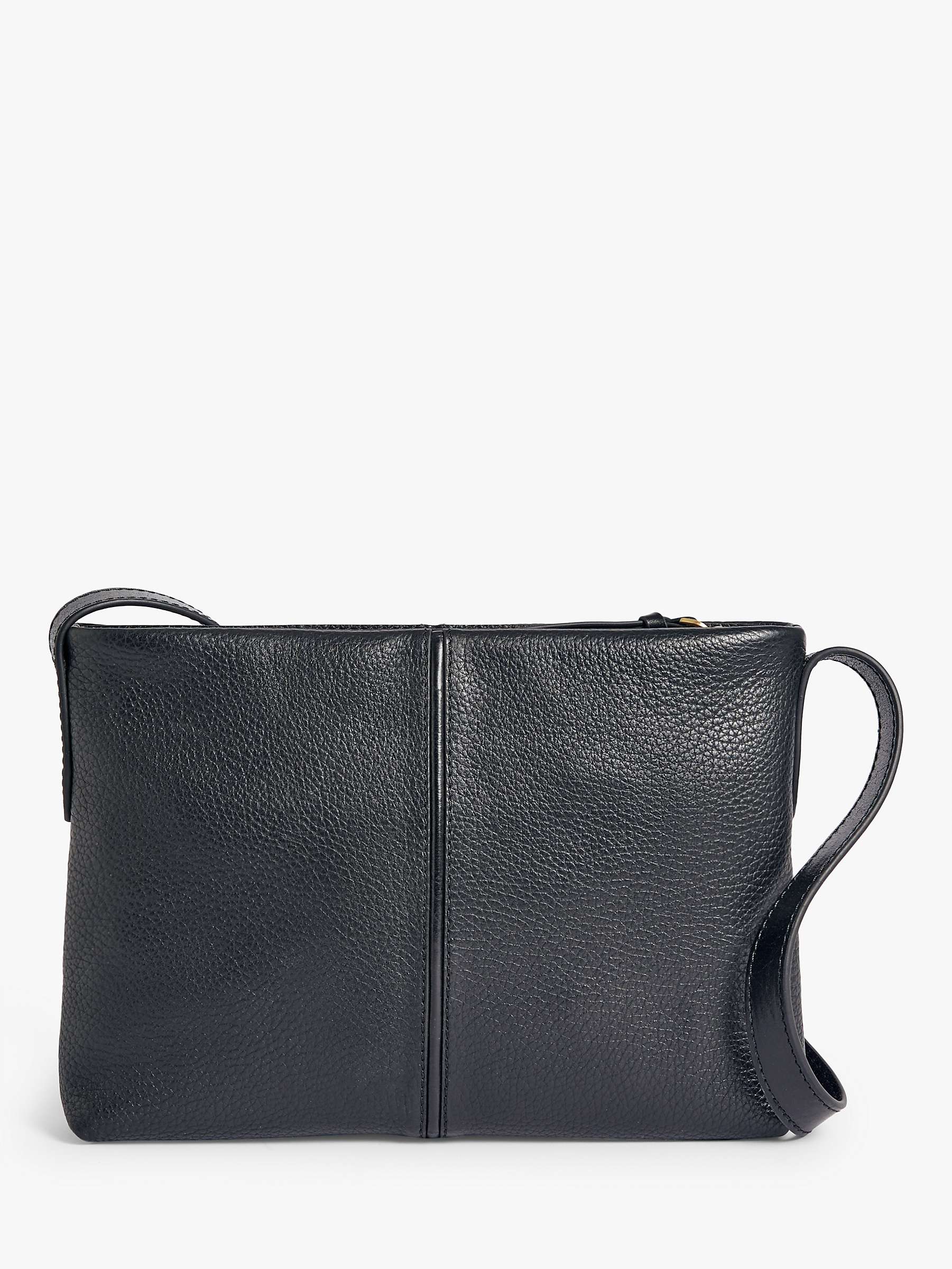 John Lewis Leather Simple Zip Shoulder Bag, Black at John Lewis & Partners