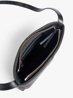 John Lewis Mason Leather Large Foldover Purse, Black Pebbled at