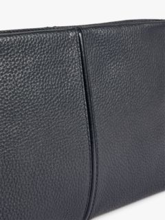 John Lewis Mason Leather Large Foldover Purse, Black Pebbled at