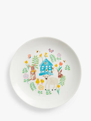 John Lewis & Partners Easter Children's Porcelain Plate, 19.4cm, White/Multi