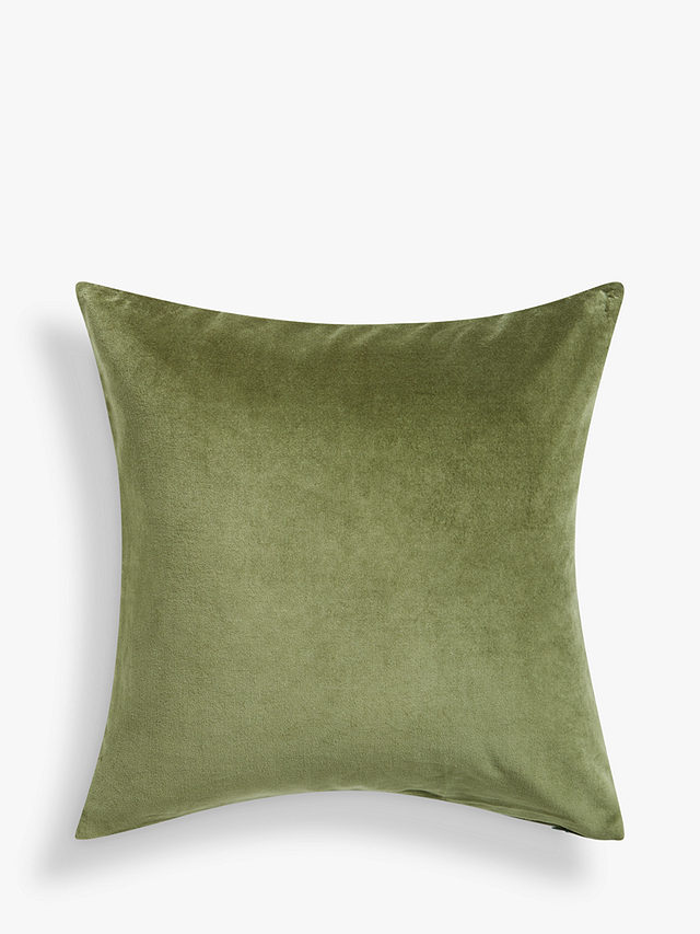 John Lewis Cotton Velvet Cushion, Green
