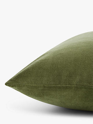 John Lewis & Partners Cotton Velvet Cushion, Green