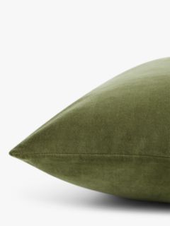 John Lewis Cotton Velvet Cushion, Green