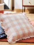 John Lewis ANYDAY Gingham Check Cushion, Plaster