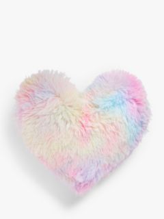 little home at John Lewis Olivia Faux Fur Heart Cushion, Rainbow