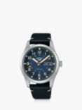 Seiko SRPG39K1 Men's 5 Sports Automatic Day Date Leather Strap Watch, Black/Blue