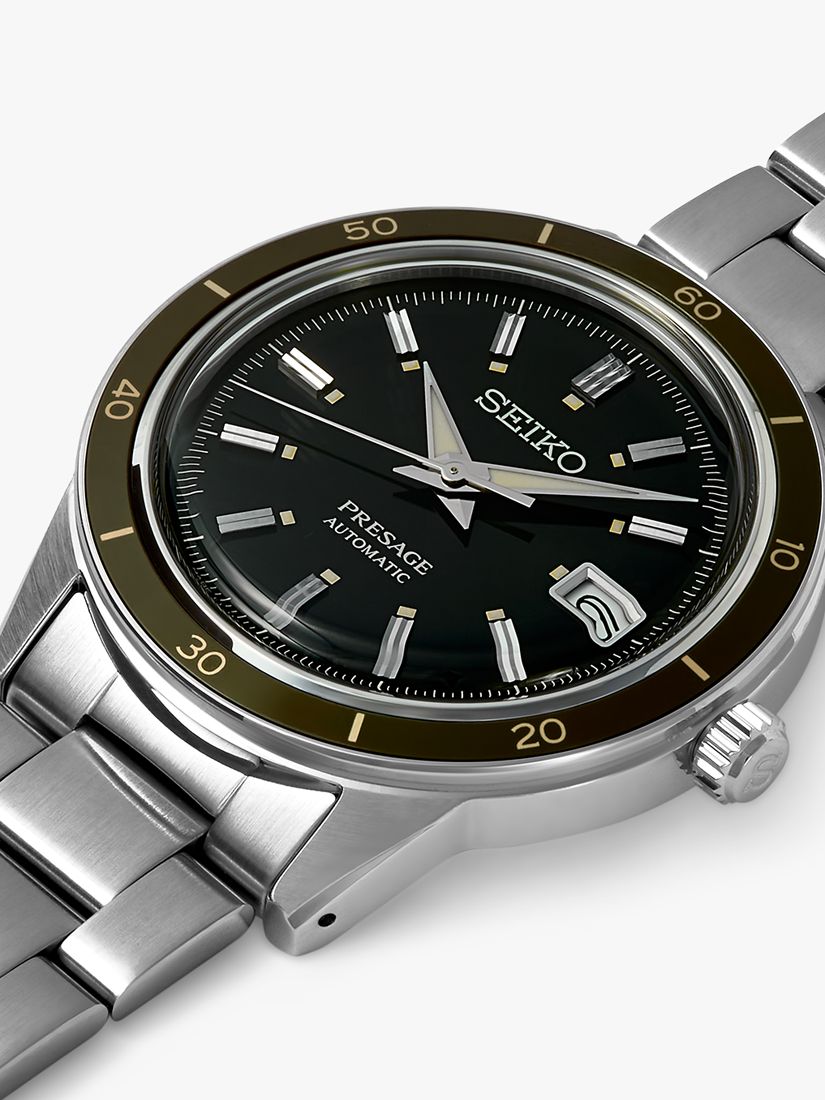 Buy Seiko SRPG07J1 Unisex Presage Automatic Date Bracelet Strap Watch, Silver/Black Online at johnlewis.com