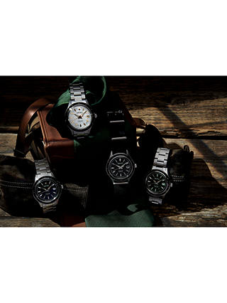 Seiko SRPG07J1 Unisex Presage Automatic Date Bracelet Strap Watch, Silver/Black