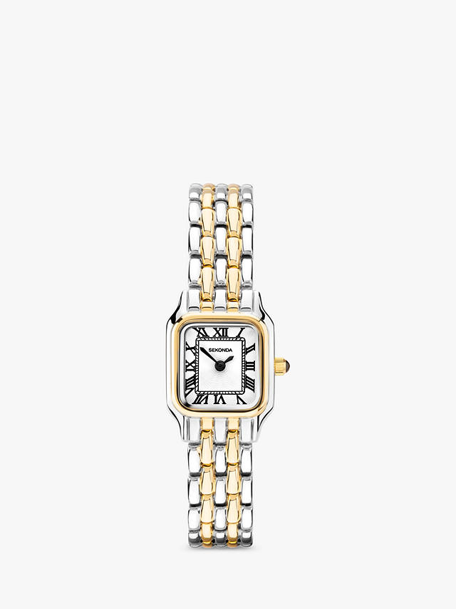 Sekonda Women's Octagonal Bracelet Strap Watch, Silver/Gold 40125.27