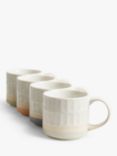 John Lewis & Partners Debossed Stoneware Stackable Espresso Mugs & Stand, Set of 4, 75ml, White/Multi