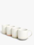John Lewis & Partners Debossed Stoneware Stackable Mugs & Stand, Set of 4, 300ml, White/Multi
