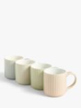 John Lewis & Partners Ribbed Stackable Stoneware Mugs & Stand, Set of 4, Assorted