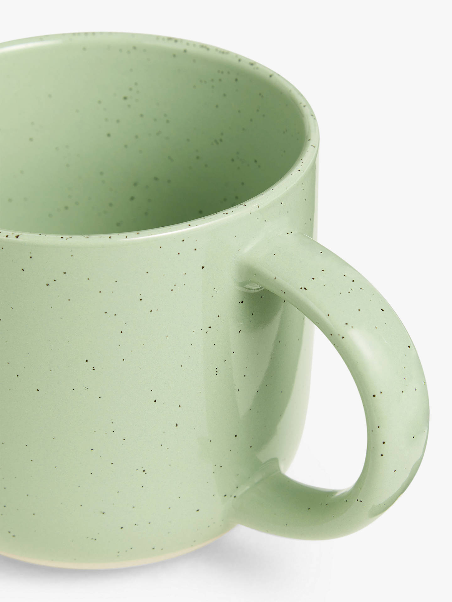 John Lewis & Partners Casual Reactive Speckle Glaze Stoneware Mug, 410ml, Green