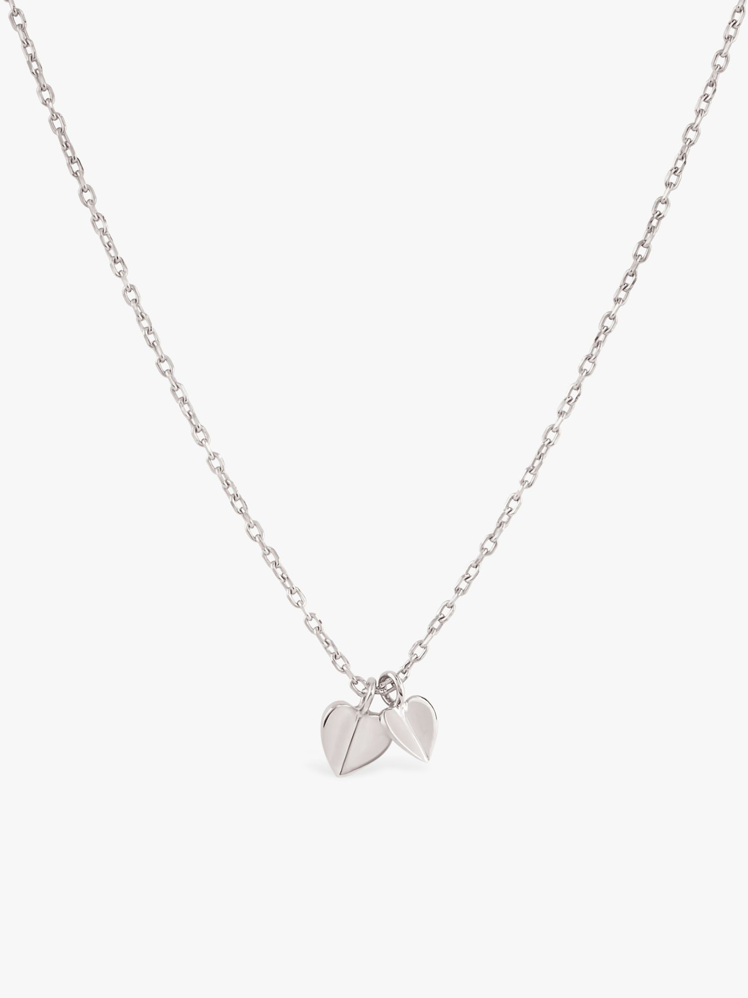 Dinny Hall Bijou Folded Hearts Pendant Necklace, Silver