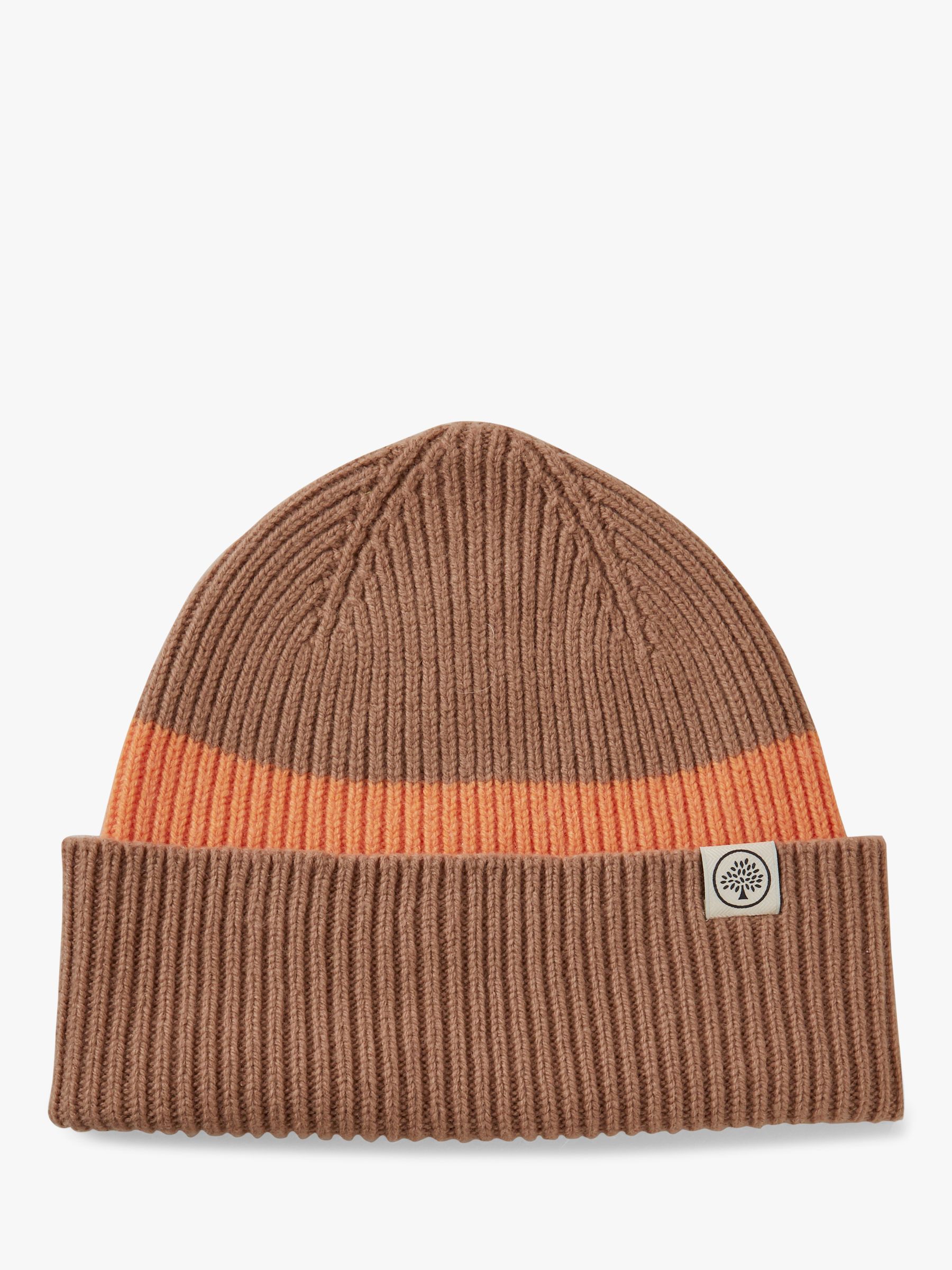 Mulberry Colour Block Cashmere-Blend Knitted Beanie Hat, Sable/Apricot ...