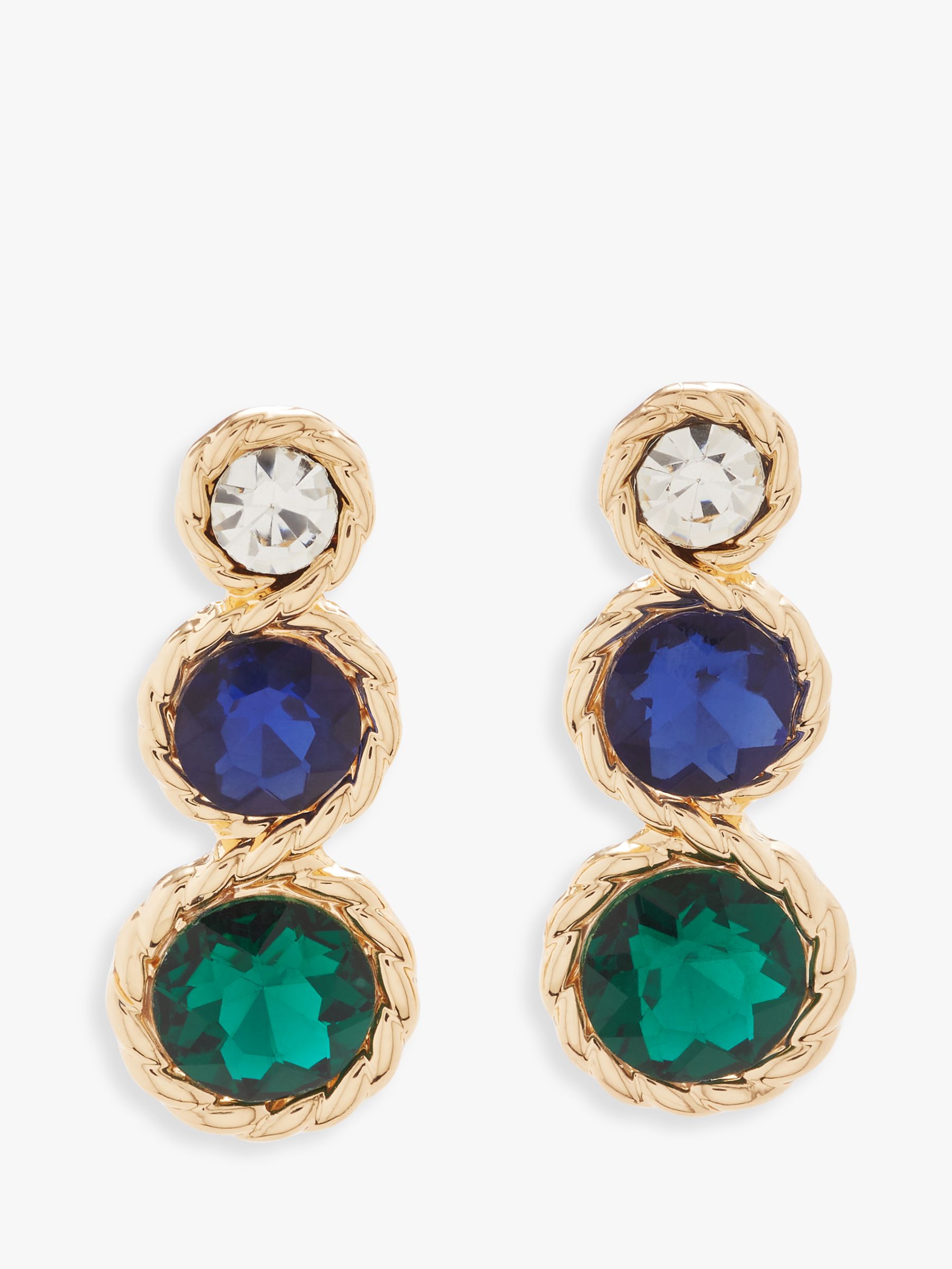 John Lewis Twisted Chain Gem Earrings, Gold/Multi