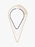 John Lewis & Partners Layering Chain Necklaces, Pack of 3, Gold/Blue