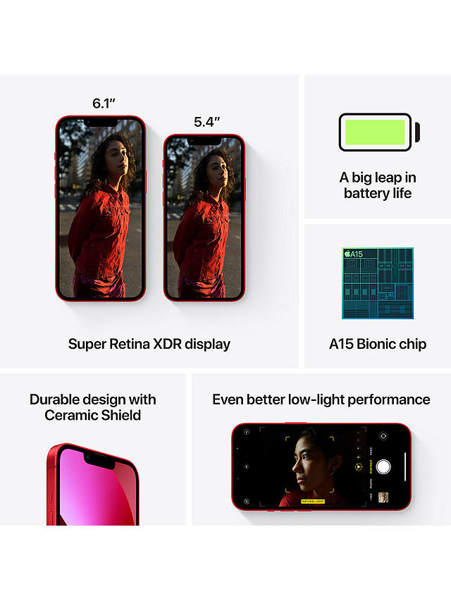 Buy Apple iPhone 13, iOS, 6.1", 5G, SIM Free, 256GB Online at johnlewis.com