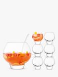 LSA International Rum Punch Bowl & 6 Balloon Glass Tumblers Gift Set, Clear