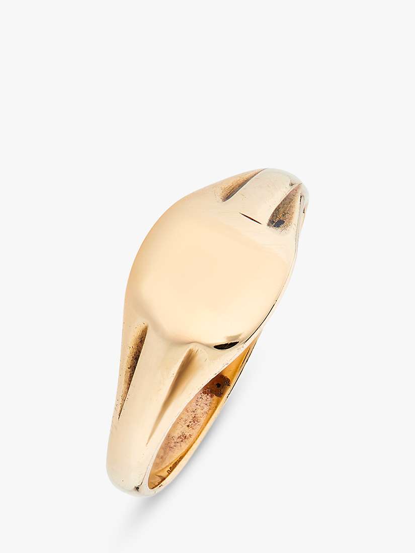 Buy L & T Heirlooms 9ct Yellow Gold Second Hand Fluted Shoulders Signet Ring, Dated Circa 1920s, Gold Online at johnlewis.com