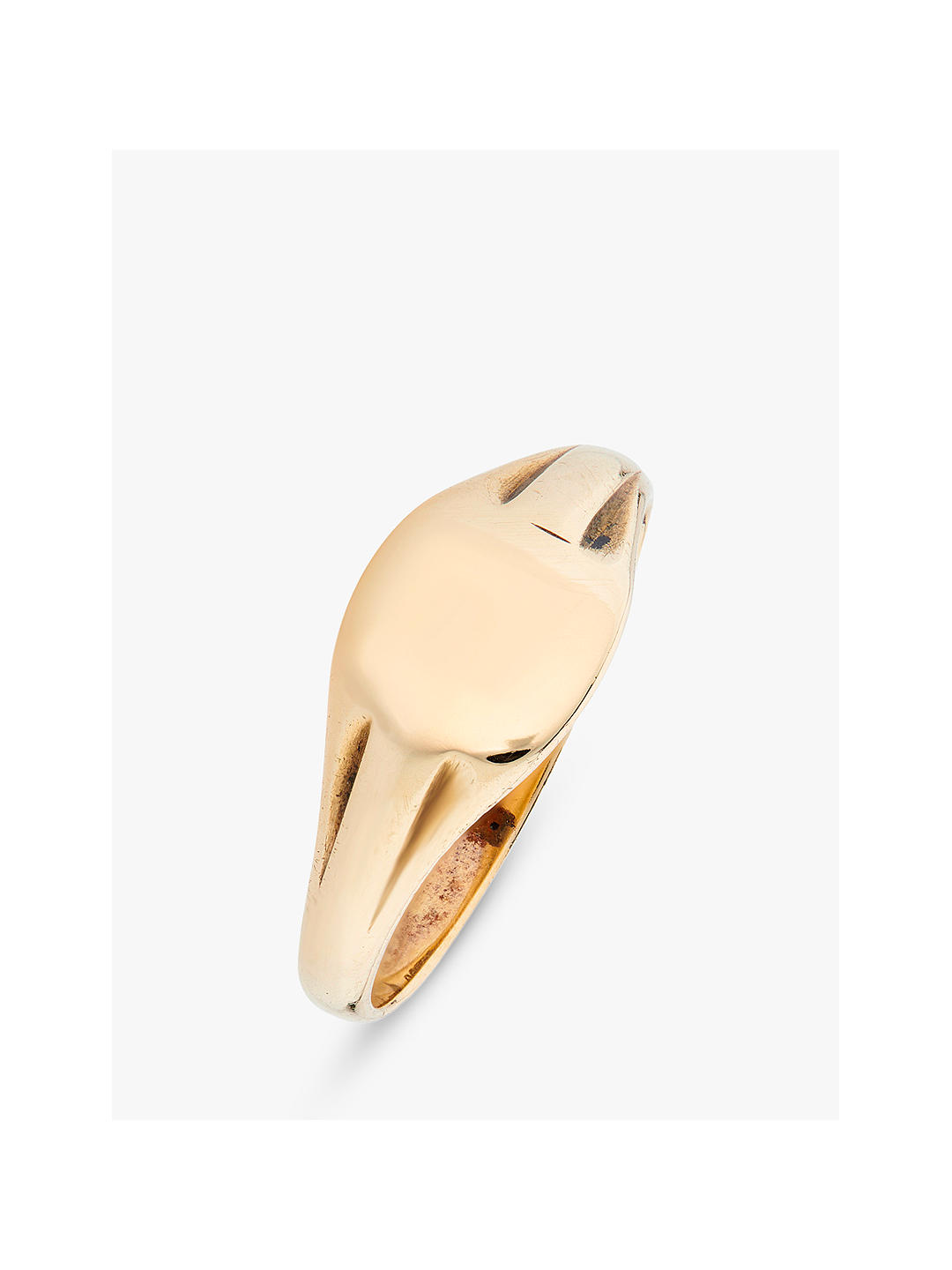 L & T Heirlooms 9ct Yellow Gold Second Hand Fluted Shoulders Signet Ring, Dated Circa 1920s, Gold