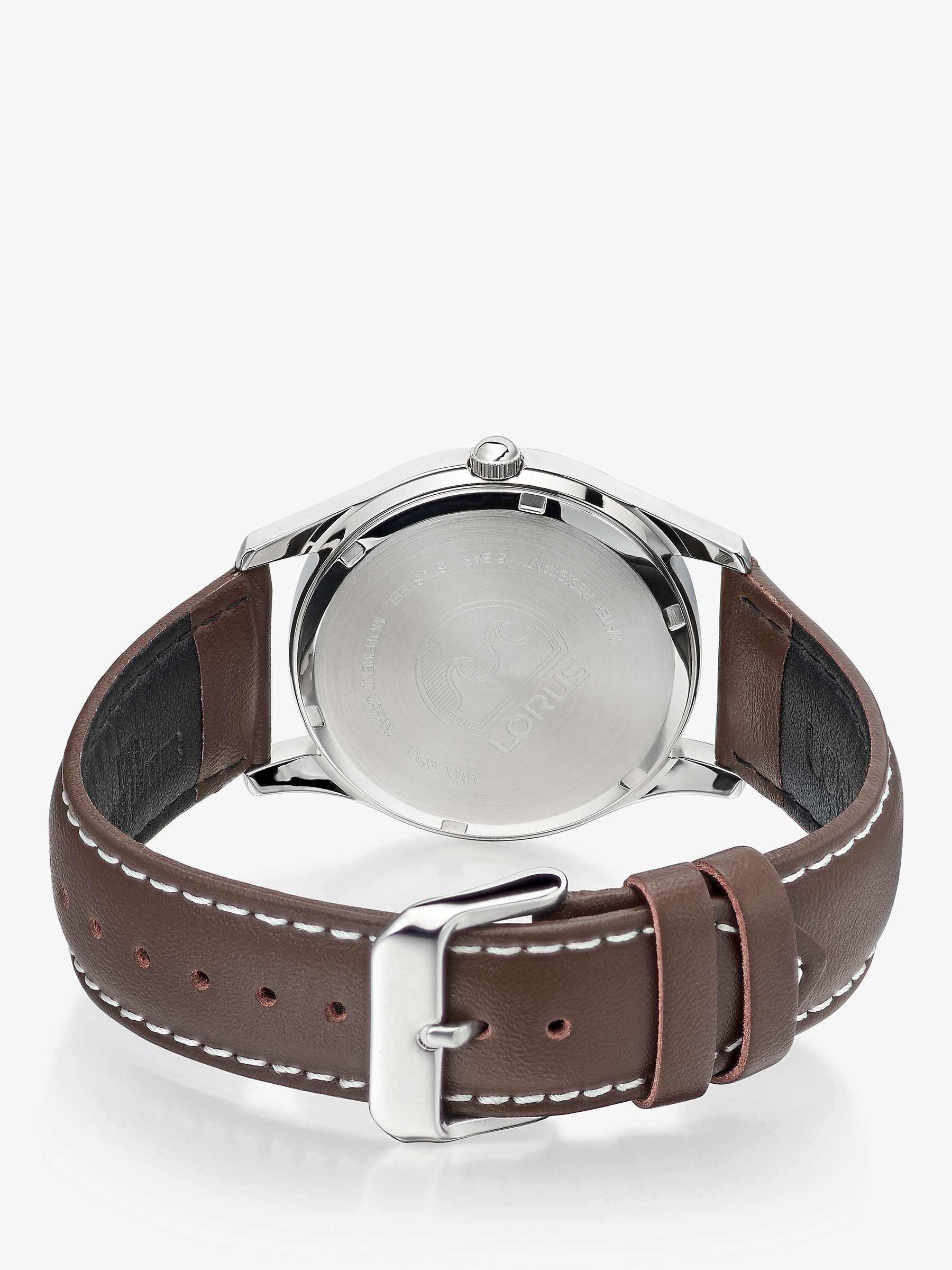Buy Lorus RXN81DX9 Men's Classic Day Date Leather Strap Watch, Brown/Blue Online at johnlewis.com