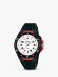 Lorus R2377NX9 Unisex Silicone Strap Watch, Black/Red/White
