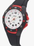 Lorus R2377NX9 Unisex Silicone Strap Watch, Black/Red/White