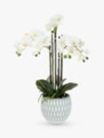 Floralsilk Artificial White Orchid in Geometric Pot