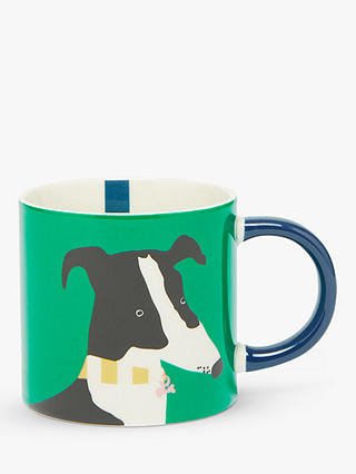 Joules Doris Dog Fine China Mug, 345ml, Green/Multi