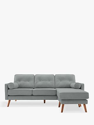 The Sixty Five Range, G Plan Vintage The Sixty Five RHF Large 3 Seater Chaise End Leather Sofa, Cambridge Grey