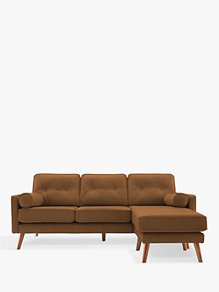 The Sixty Five Range, G Plan Vintage The Sixty Five RHF Large 3 Seater Chaise End Leather Sofa, Cambridge Tan
