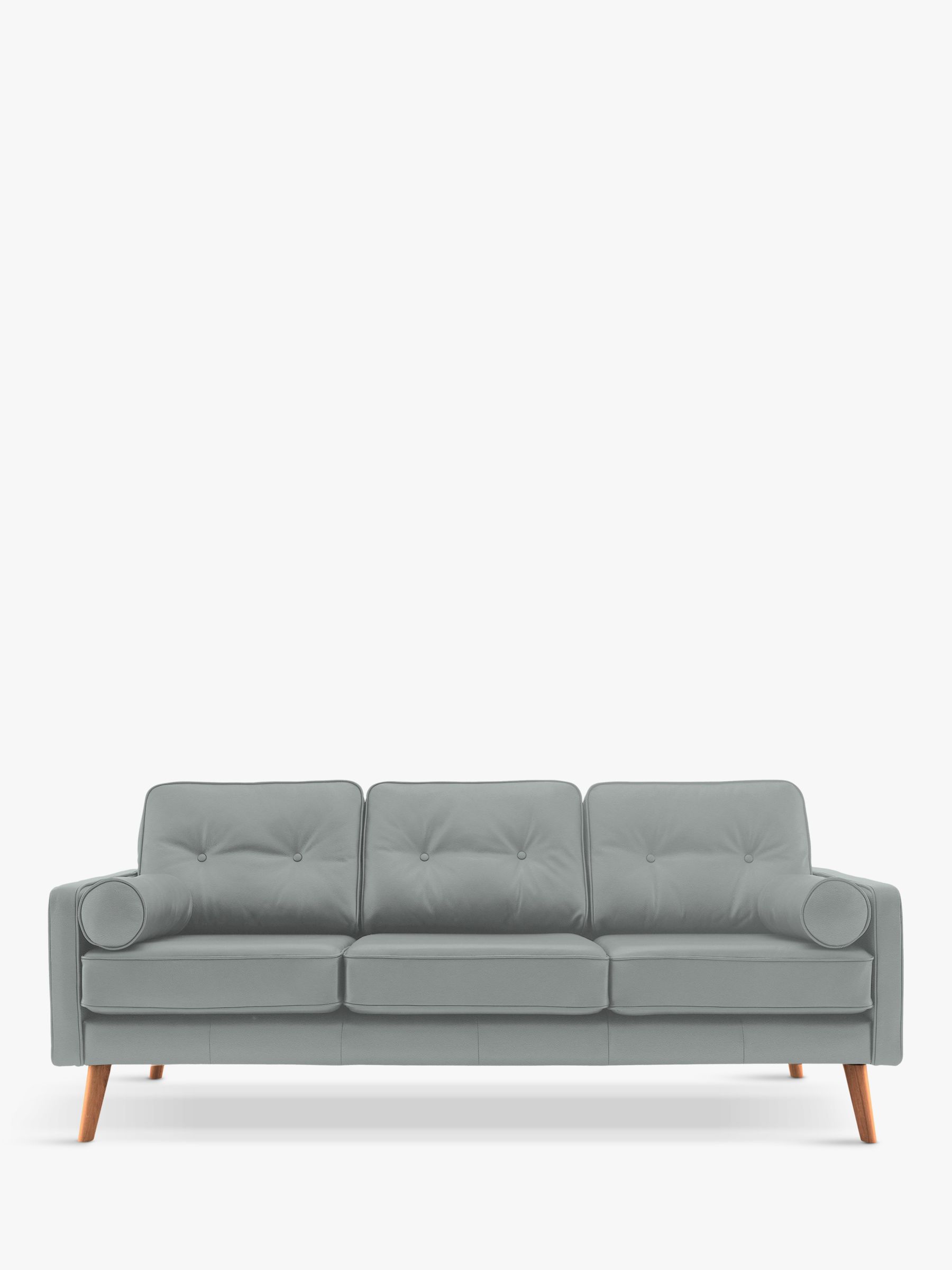 The Sixty Five Range, G Plan Vintage The Sixty Five Large 3 Seater Leather Sofa, Cambridge Grey