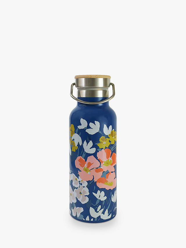 johnlewis.com | Joules Floral Double Walled Stainless Steel Water Bottle, 500ml, Blue/Multi