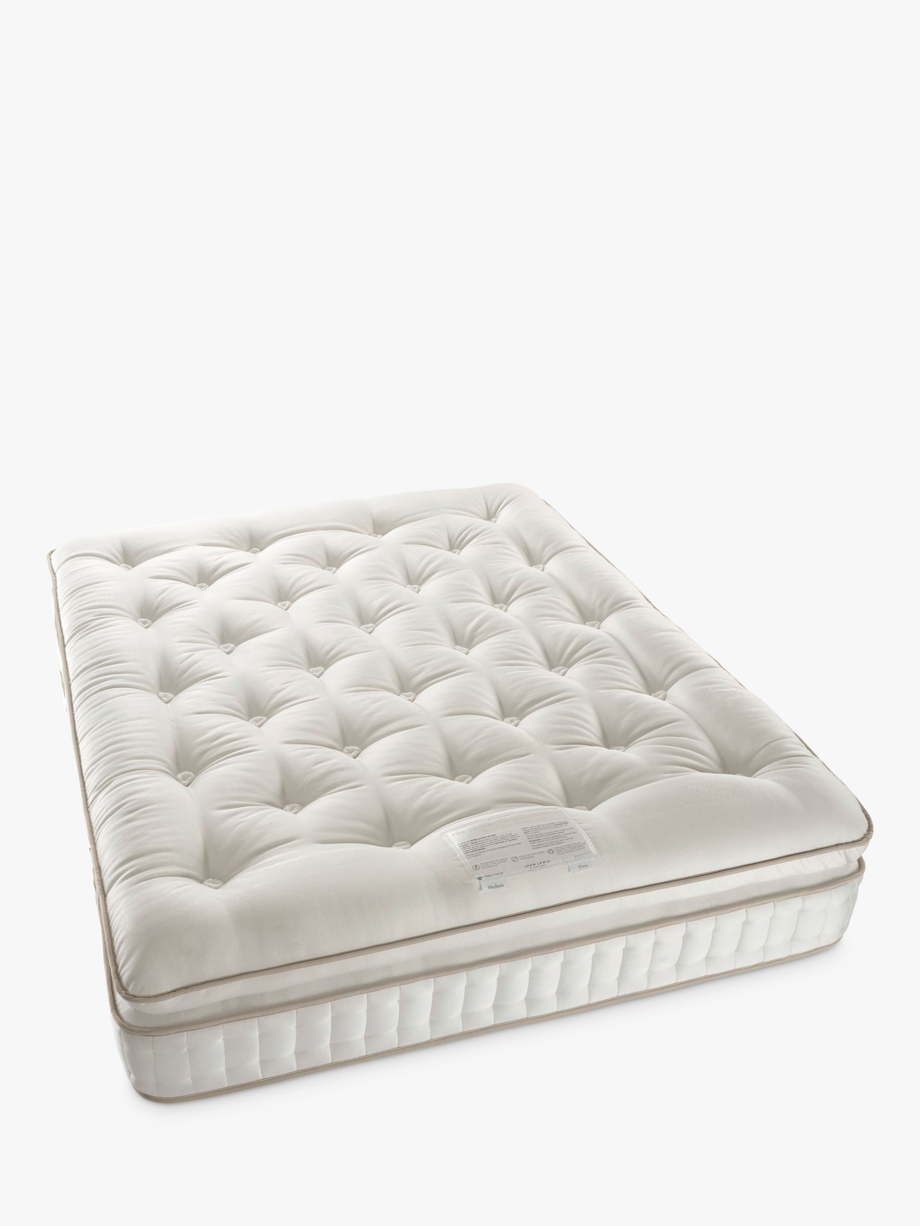 Photo of John lewis luxury natural collection british wool pillowtop 11000 double regular tension pocket spring mattress