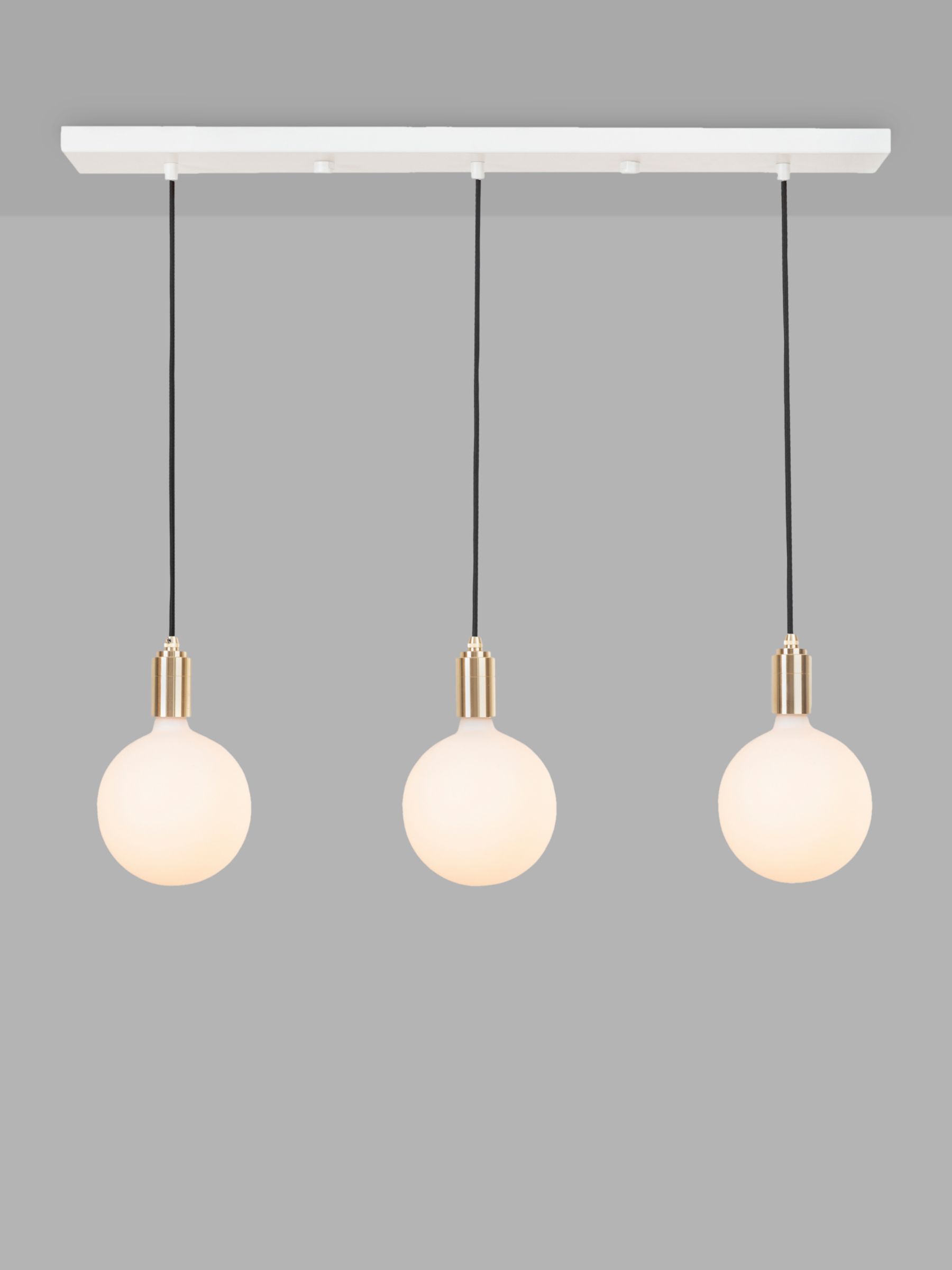 Photo of Tala linear bar triple pendant ceiling light with sphere iv led bulbs white