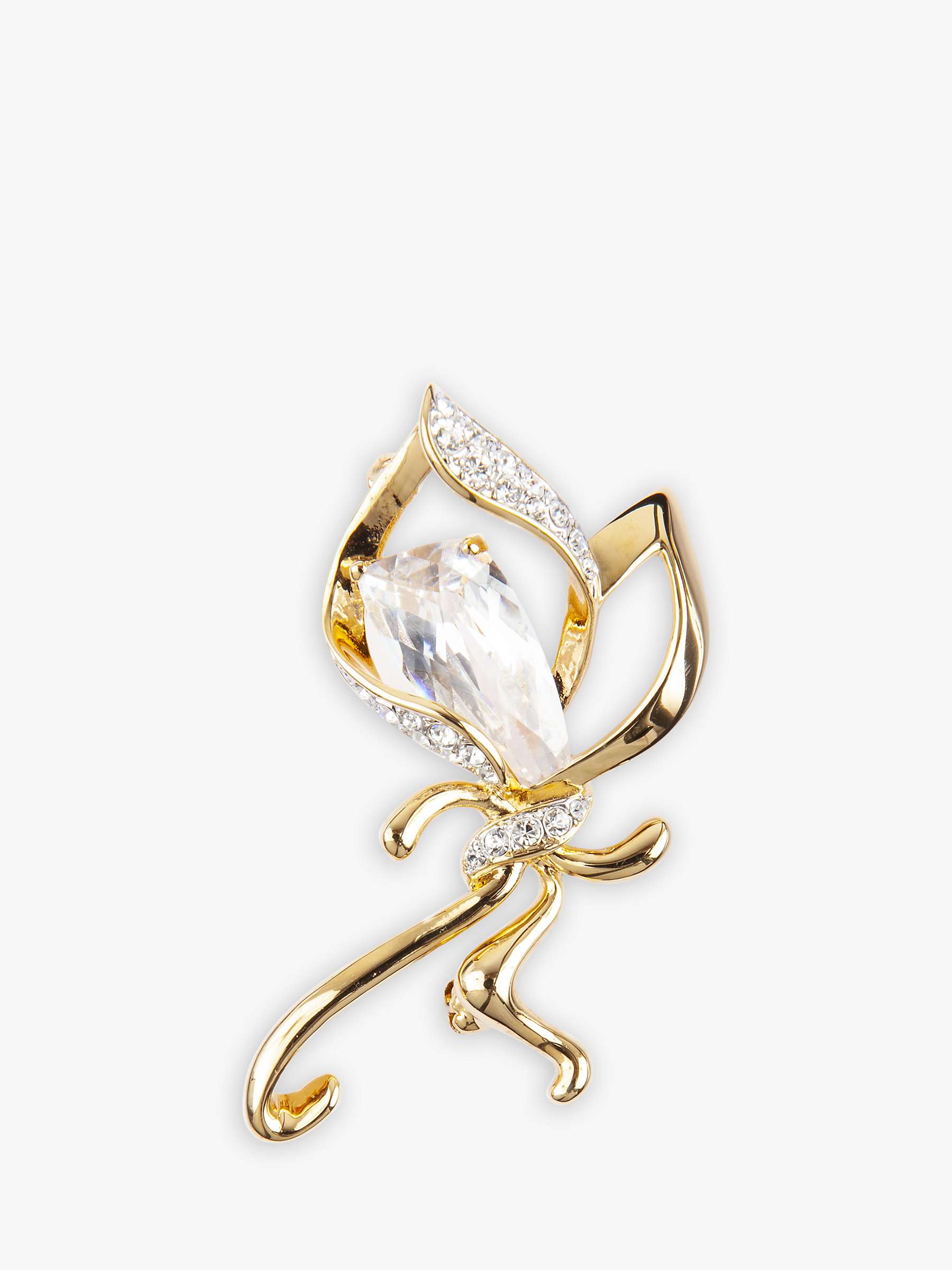 Buy Eclectica Vintage 22ct Gold Plated Swarovski Crystal Abstract Ribbon Brooch, Dated Circa 1990s, Gold Online at johnlewis.com