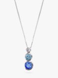 Eclectica Vintage Rhodium Plated Swarovski Crystal Triple Drop Pendant Necklace, Dated Circa 1990s