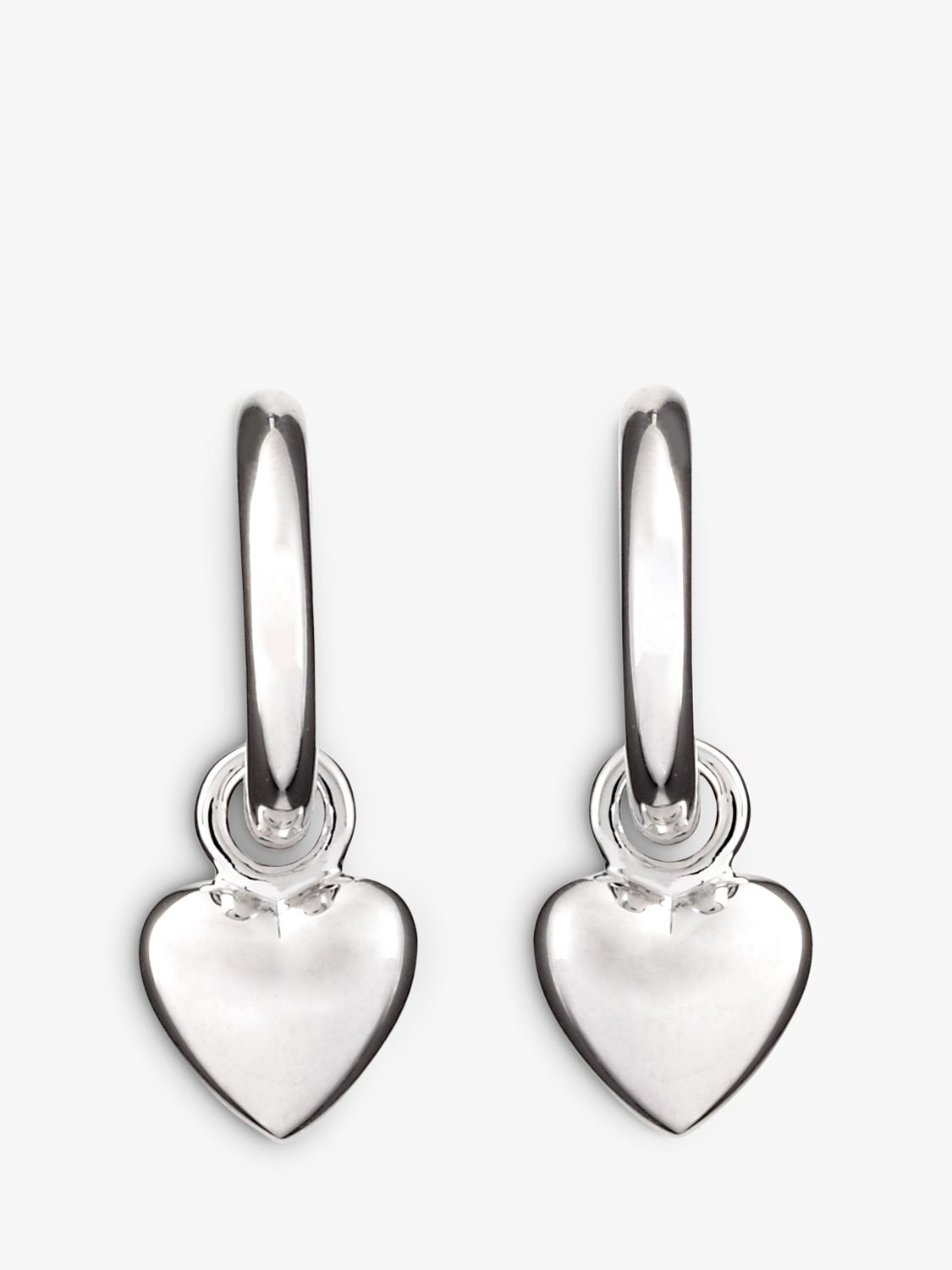 Eclectica Pre-Loved Heart Pendant Hoop Earrings, Dated Circa 1990s, Silver