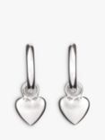 Eclectica Vintage Heart Pendant Hoop Earrings, Dated Circa 1990s, Silver