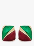 Eclectica Vintage 22ct Gold Plated Duo Enamel Shield Clip-on Earrings, Dated Circa 1980s, Red/Green/Gold