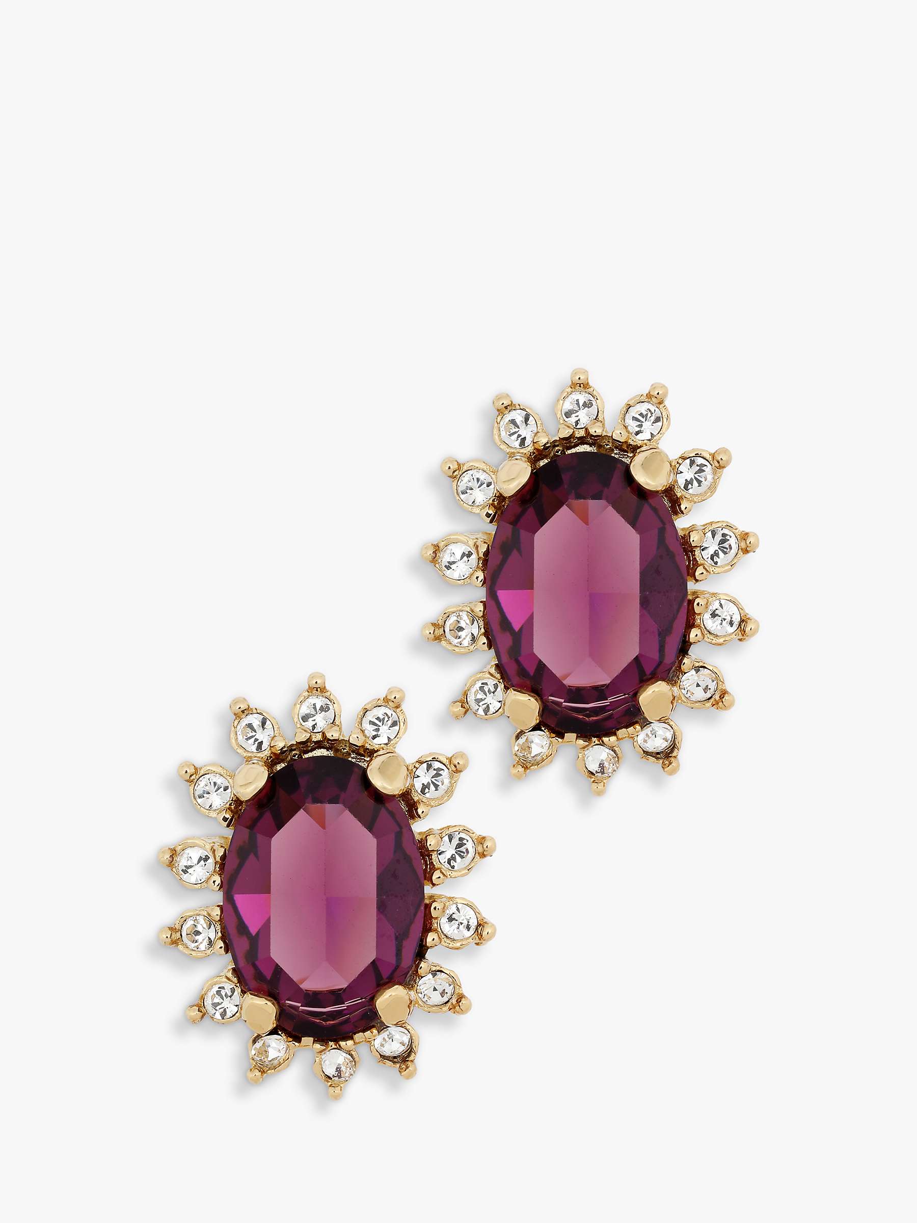 Buy Eclectica Vintage Oval Glass & Swarovski Crystal Clip-on Earrings, Dated Circa 1980s, Gold/Purple Online at johnlewis.com