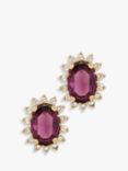 Eclectica Vintage Oval Glass & Swarovski Crystal Clip-on Earrings, Dated Circa 1980s, Gold/Purple