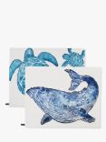 BlissHome Creatures Whale & Turtle Cotton Tea Towels, Pack of 2, Blue