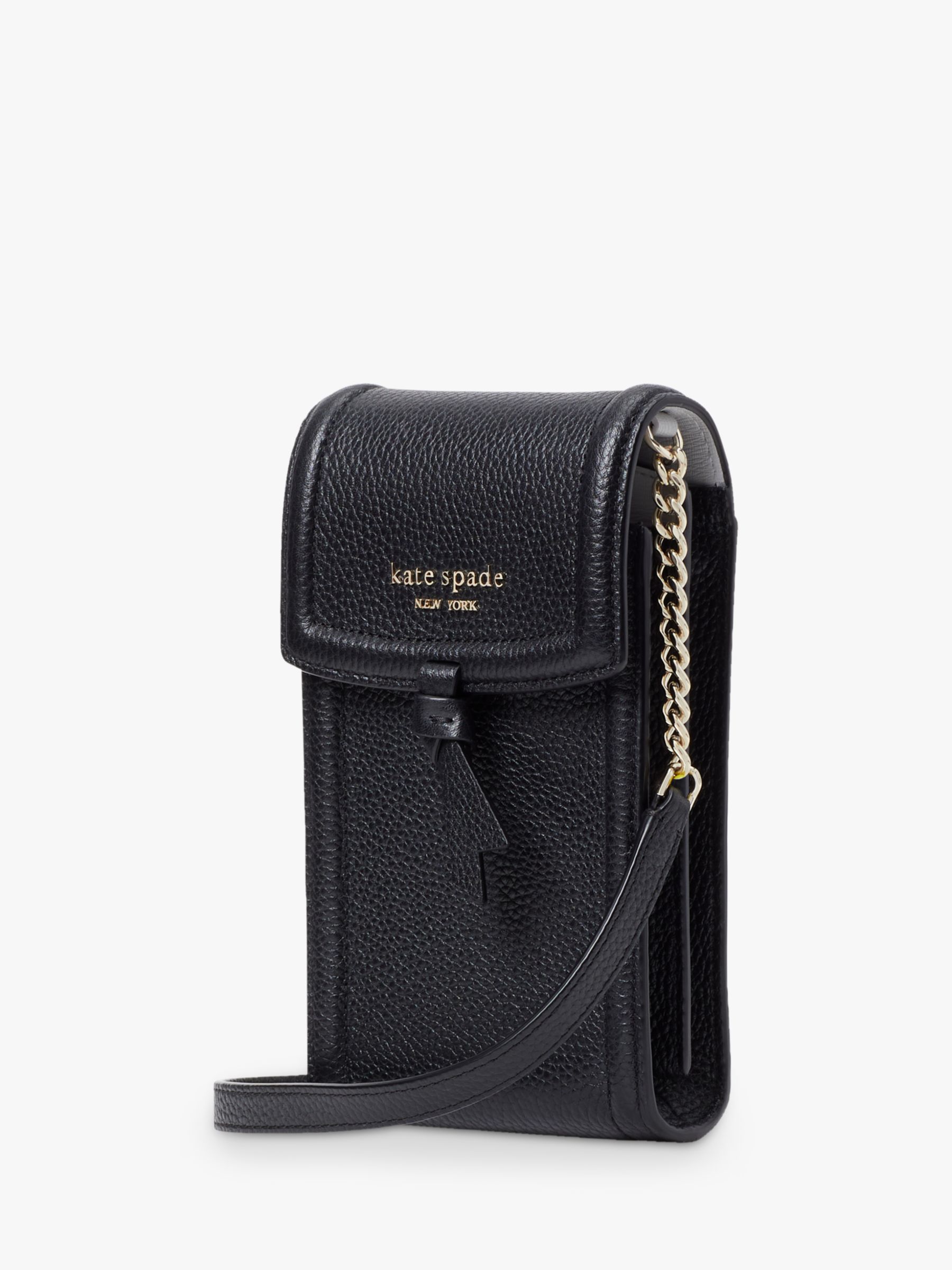 kate spade new york Knott Leather Phone Cross Body Bag, Black at John Lewis  & Partners
