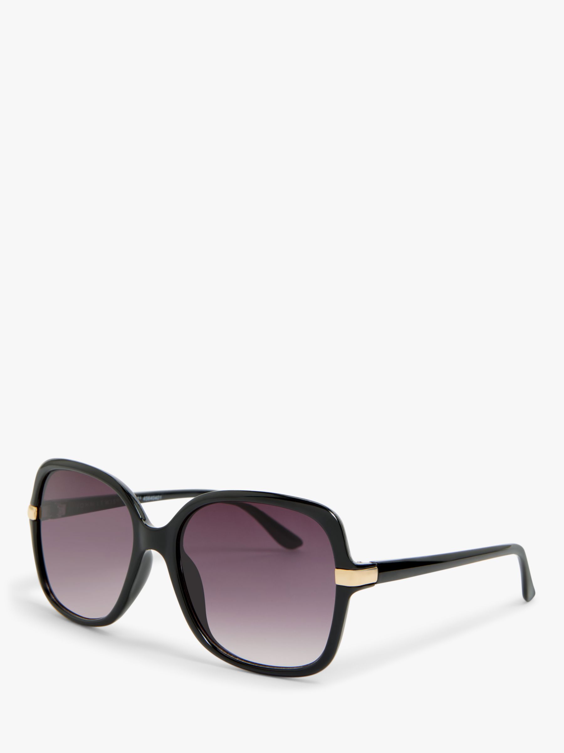 John Lewis Women's Square Sunglasses, Black/Purple Gradient