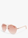 John Lewis & Partners Women's Rimless Aviator Sunglasses, Gold/Pink