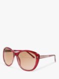 John Lewis & Partners Women's Soft Square Sunglasses, Red Berry/Brown