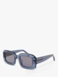 John Lewis & Partners Women's Rectangular Sunglasses, Denim Blue/Grey